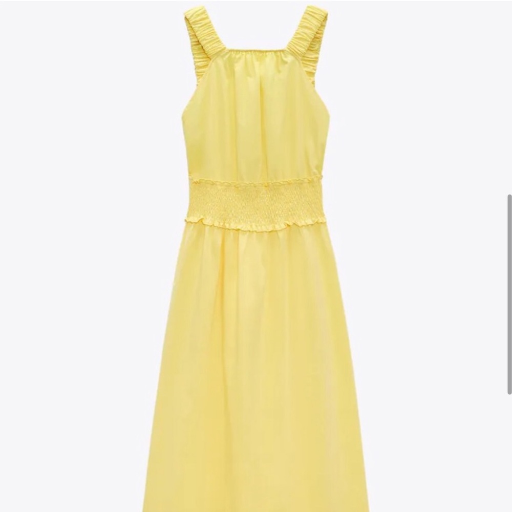 New Beautiful Summer Cotton Yellow Dress Zara Beach Perfect Summer Dress - Picture 7 of 7